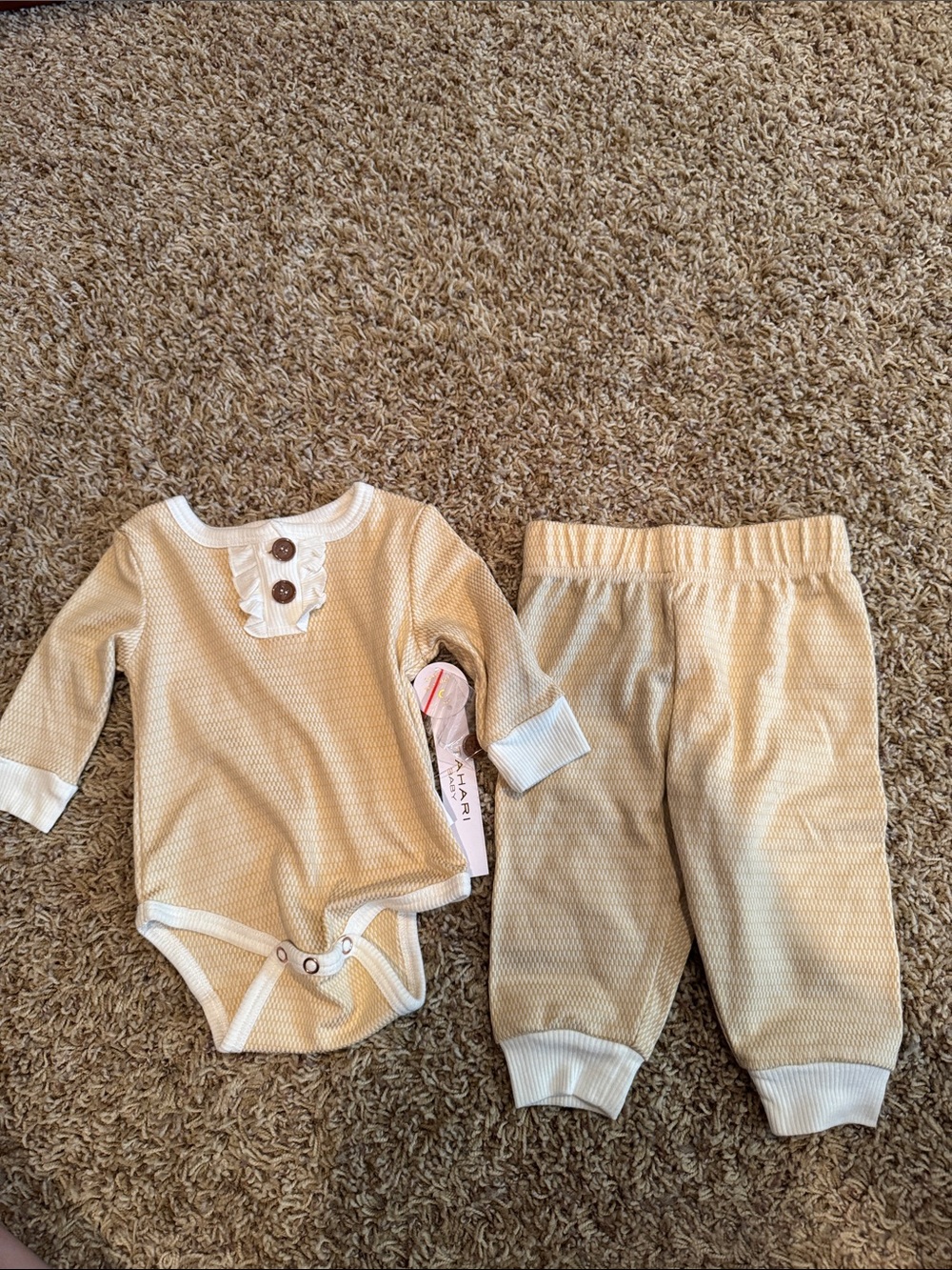 Tahari Tan/Orange and White Baby Girl Matching Set